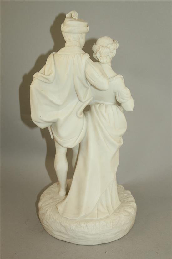 A Worcester, Kerr & Binns parian group of Faust and Margaret, third quarter of 19th century, 32.5cm, losses to three fingers